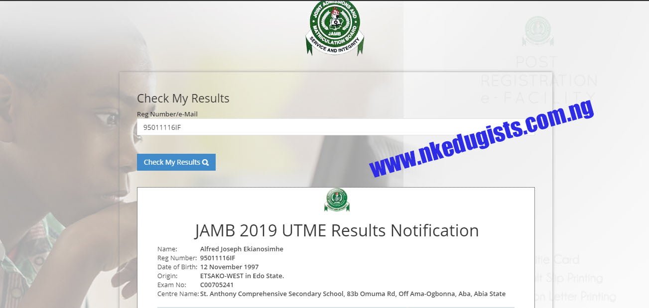 Check Jamb Result With Only Registration Number